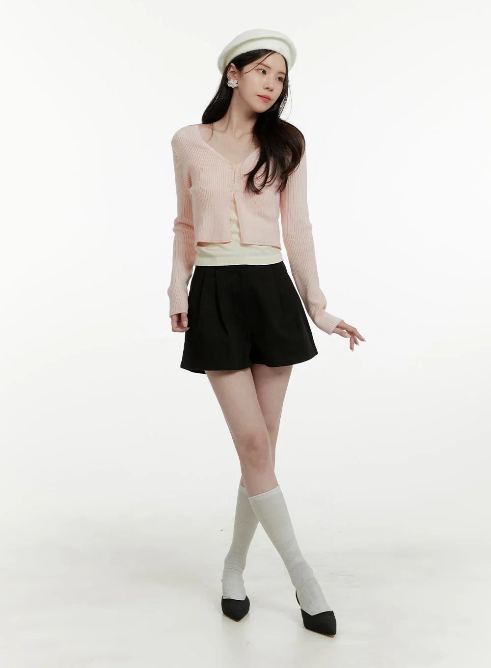 V-Neck Buttoned Crop Cardigan OA405 - Image 2