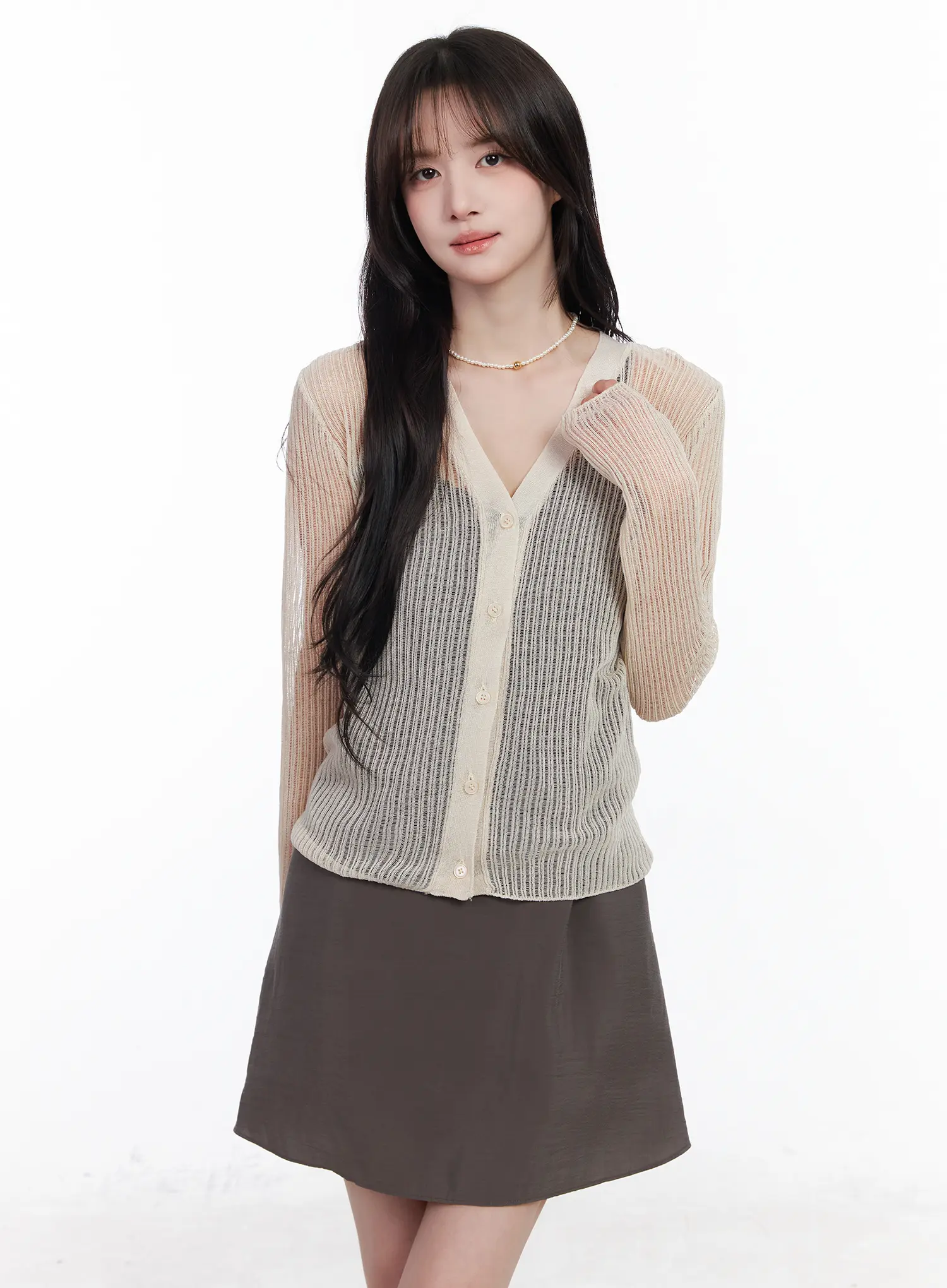 V-Neck Mesh Cardigan CM527