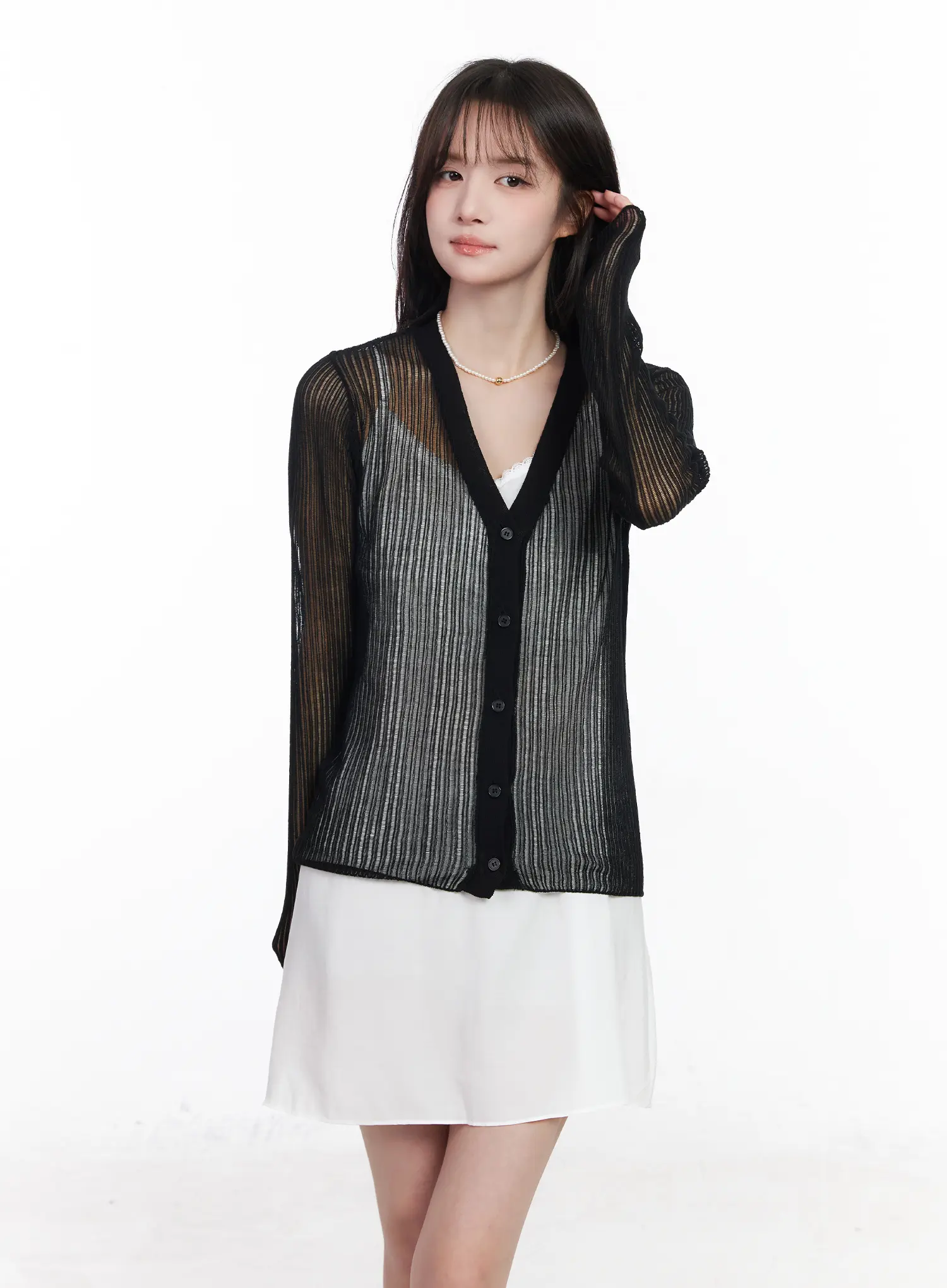 V-Neck Mesh Cardigan CM527 - Image 12