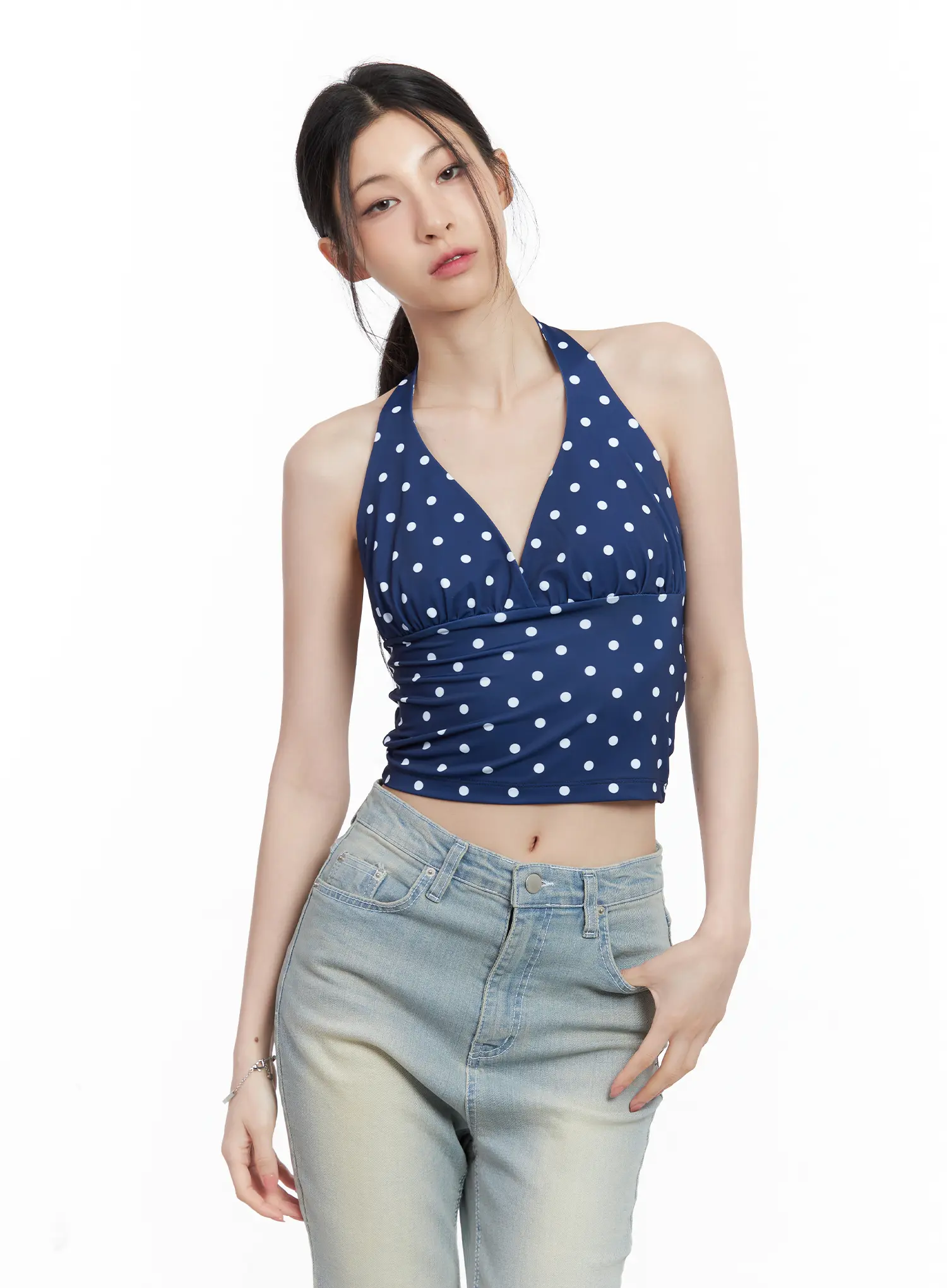 V-Neck Polka Dot Halter Top CL501 - Image 18