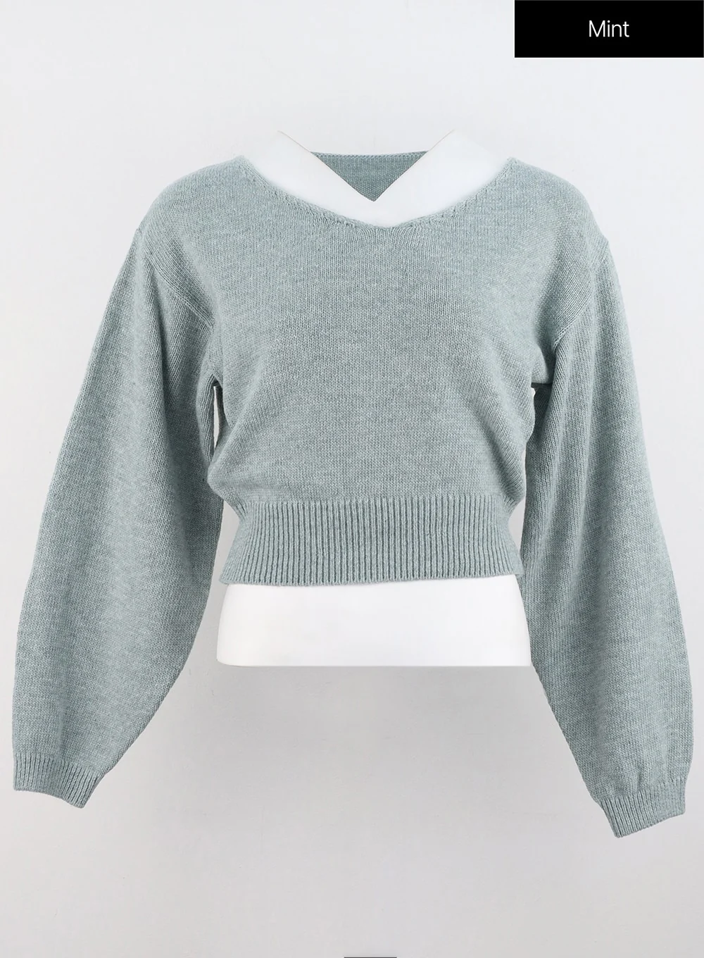 V-Neck Puff Sleeve Sweater OS302 - Image 13