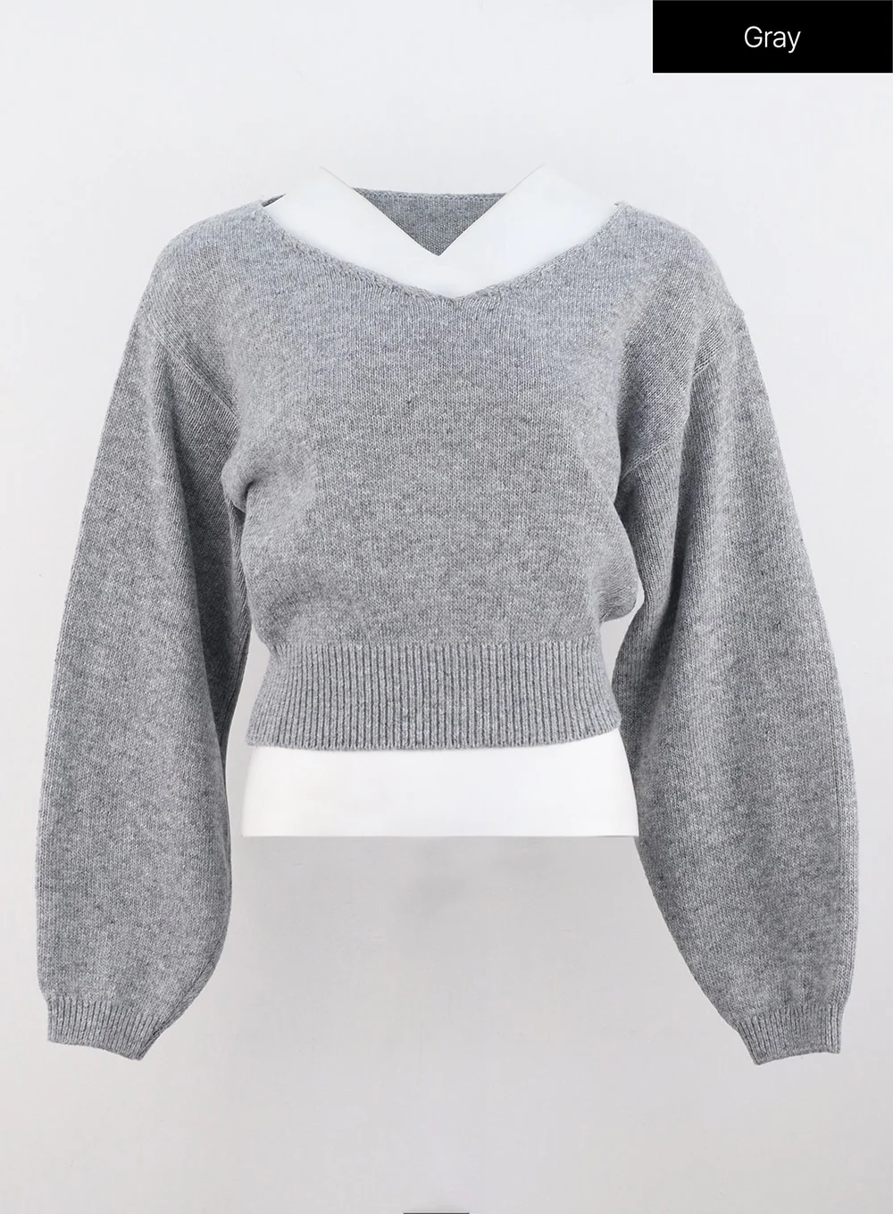 V-Neck Puff Sleeve Sweater OS302 - Image 18