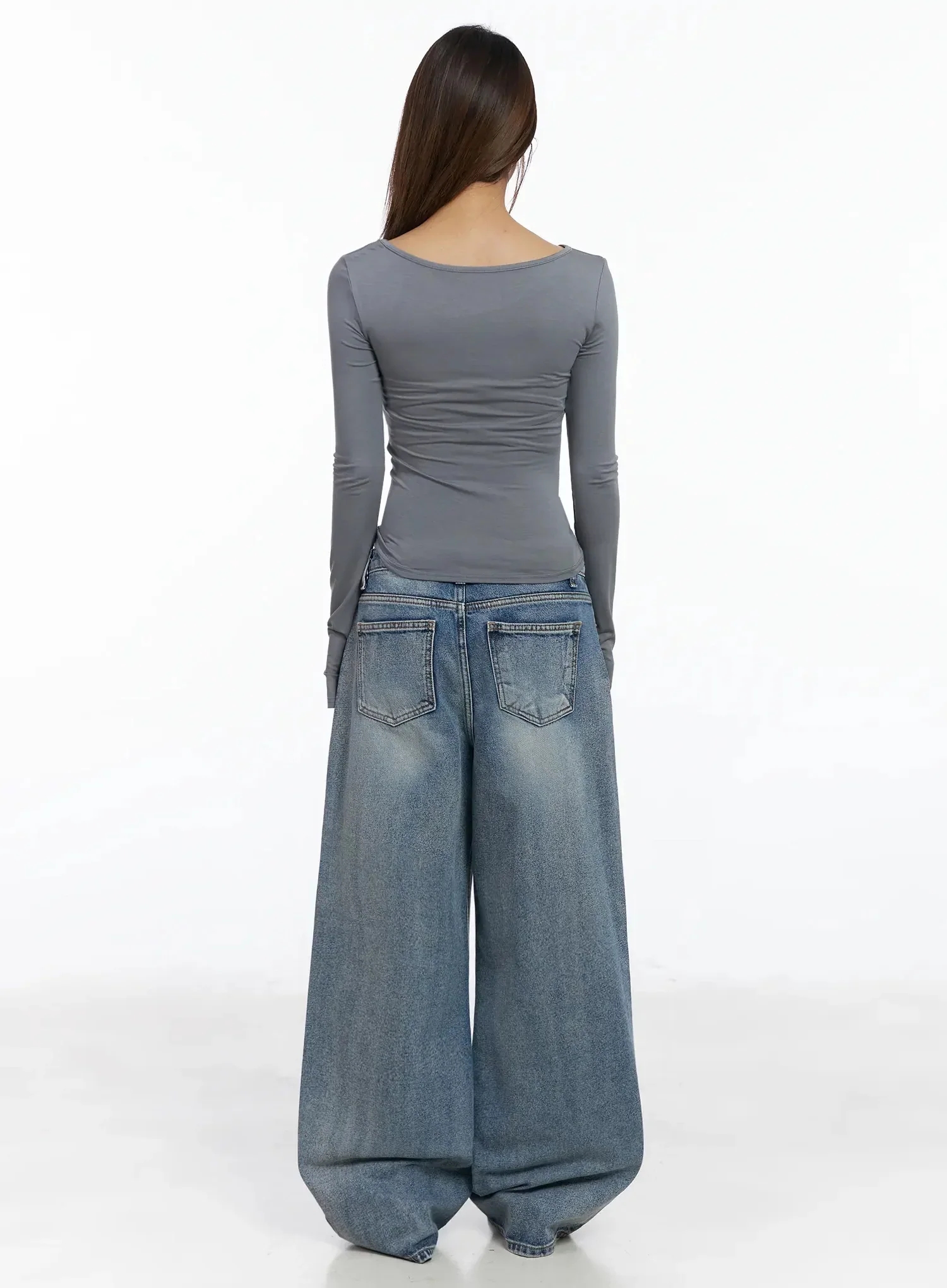 V-Neck Shirred Long Sleeve Top IA527 - Image 12