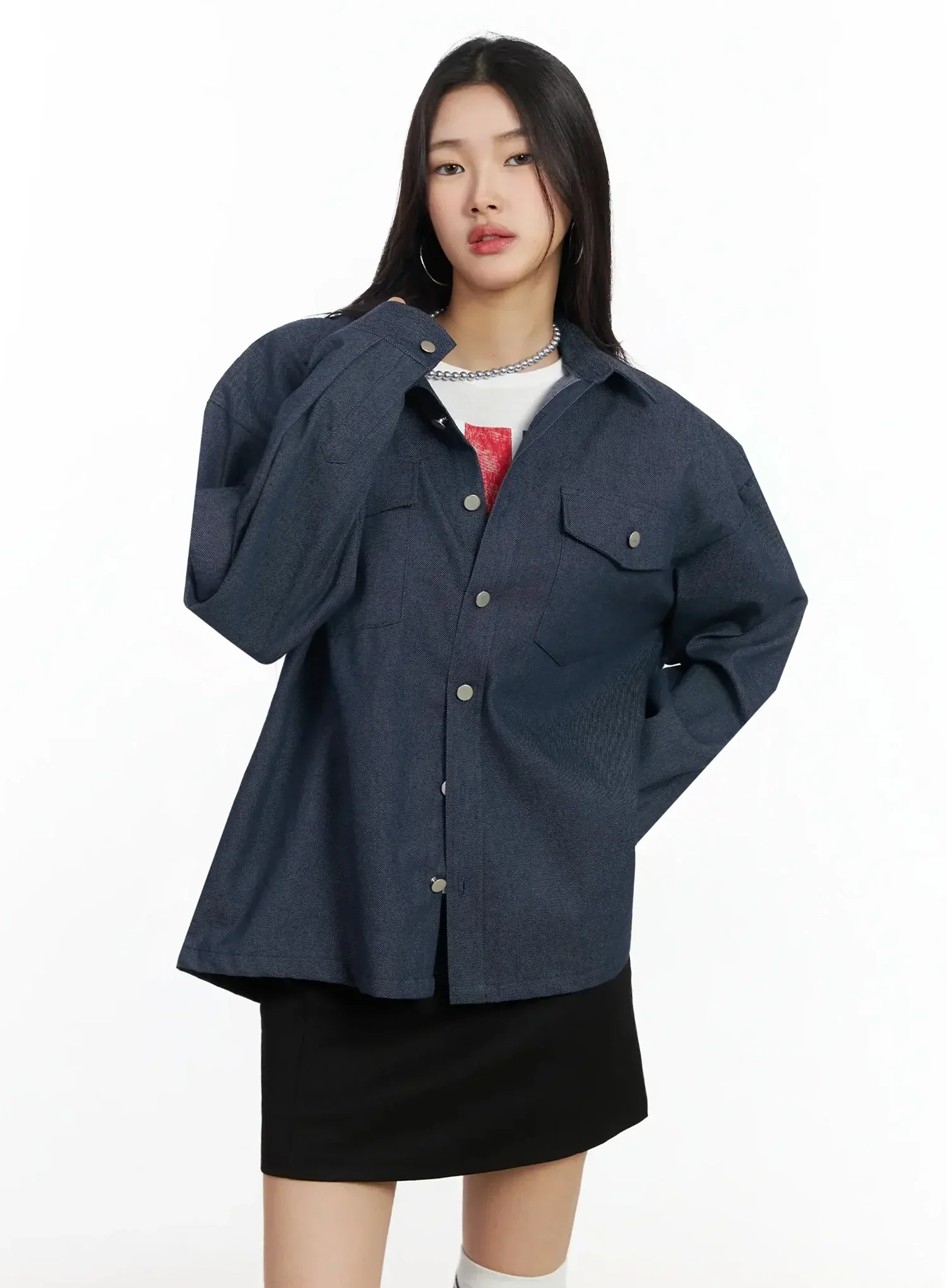 Versatile Denim Shirt Jacket IM530 - Image 3