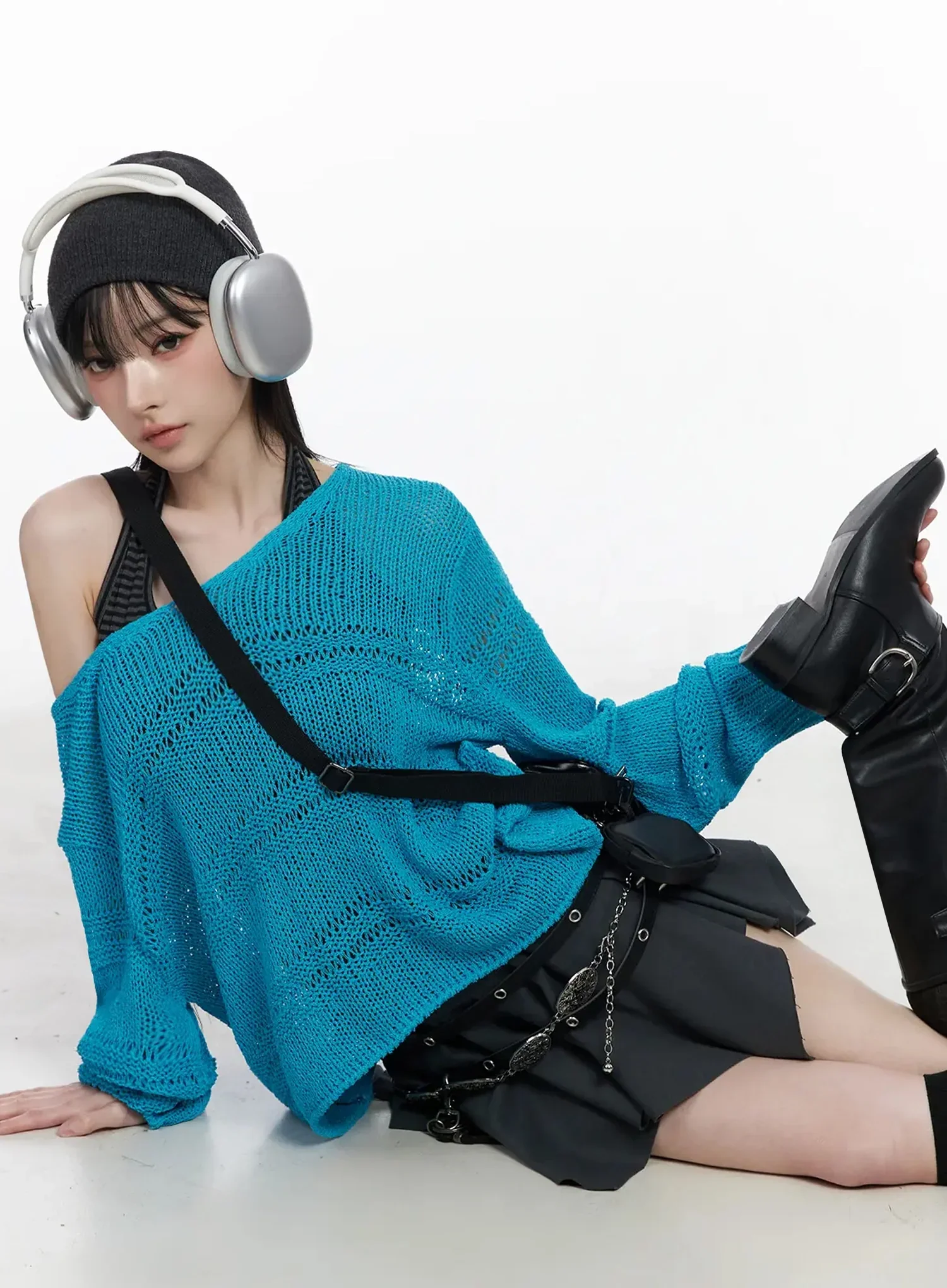 versized V-Neck Knit Sweater IY511