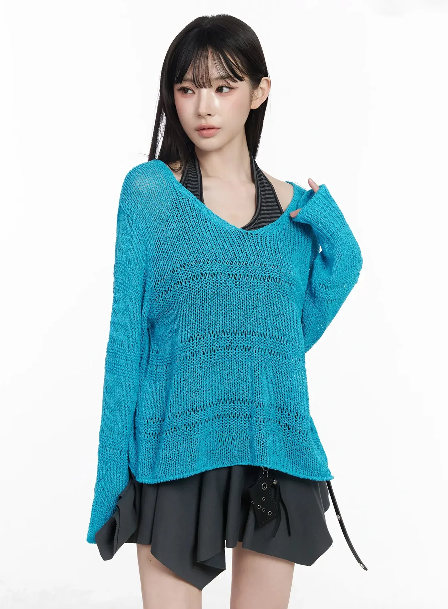 versized V-Neck Knit Sweater IY511 - Image 6