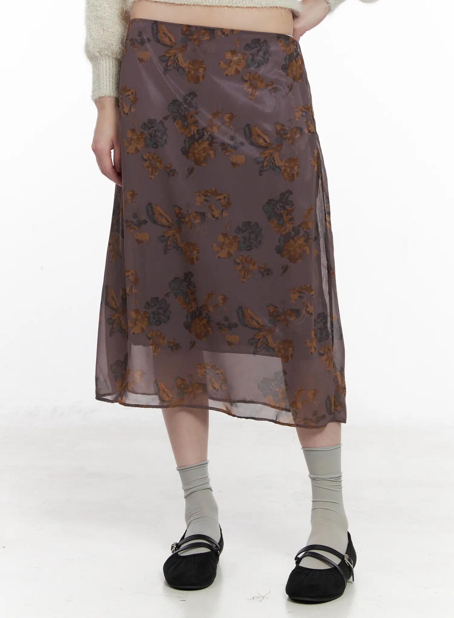 Vintage Floral Layered Midi Skirt CN510 - Image 2