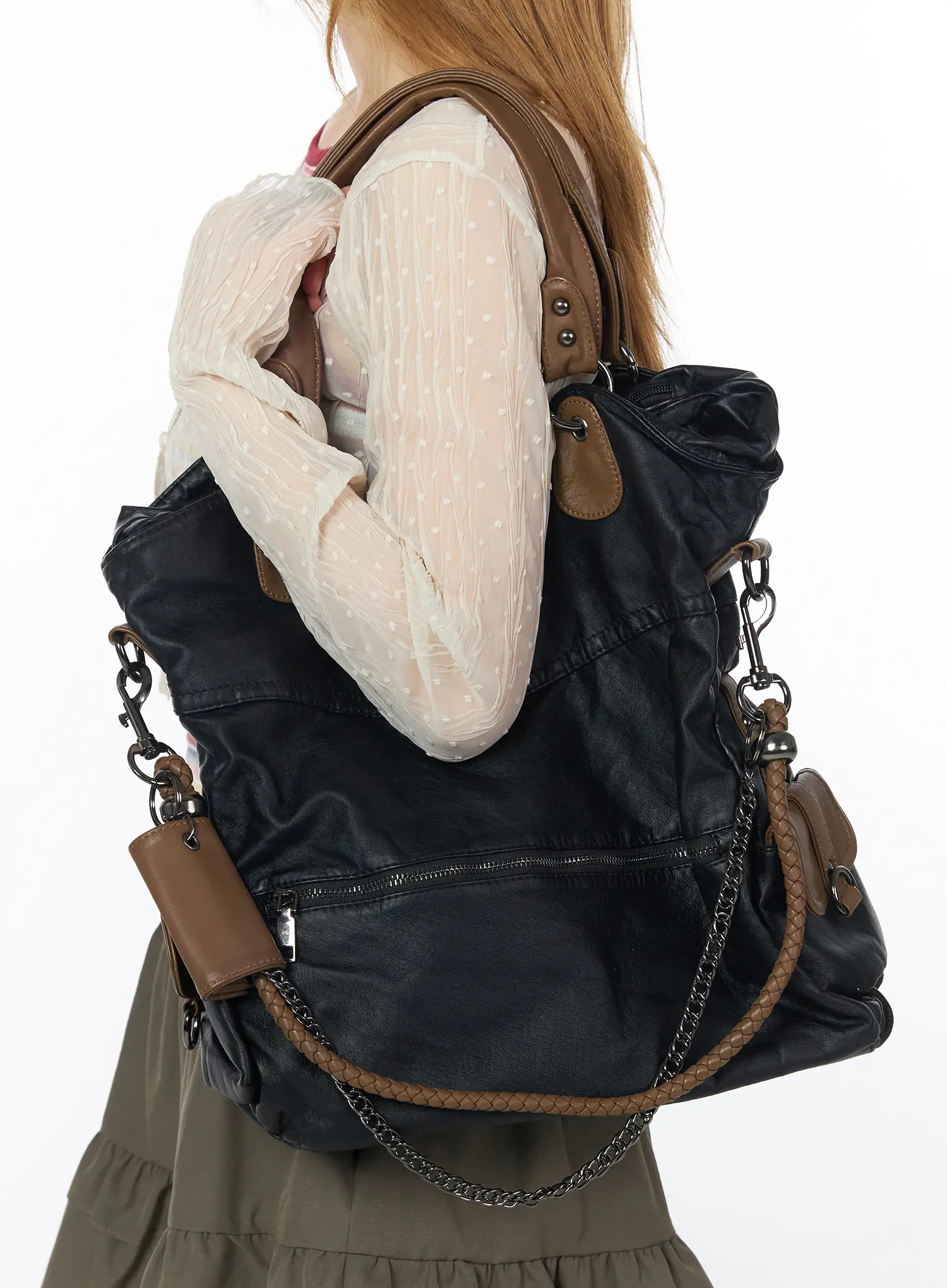 Vintage Style Faux-Leather Shoulder Bag CY513 - Image 5