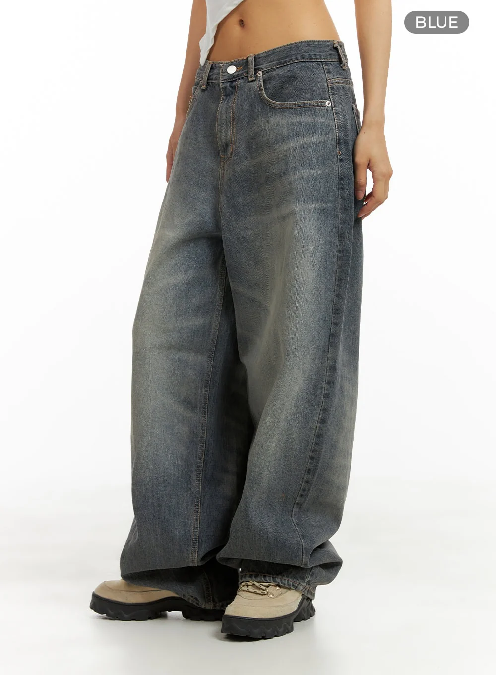 Vintage Washed Baggy Jeans CA424 - Image 7