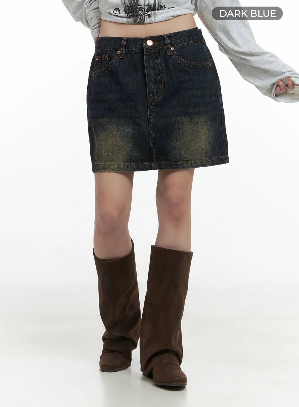 Washed Cotton Mini Skirt CS419 - Image 8