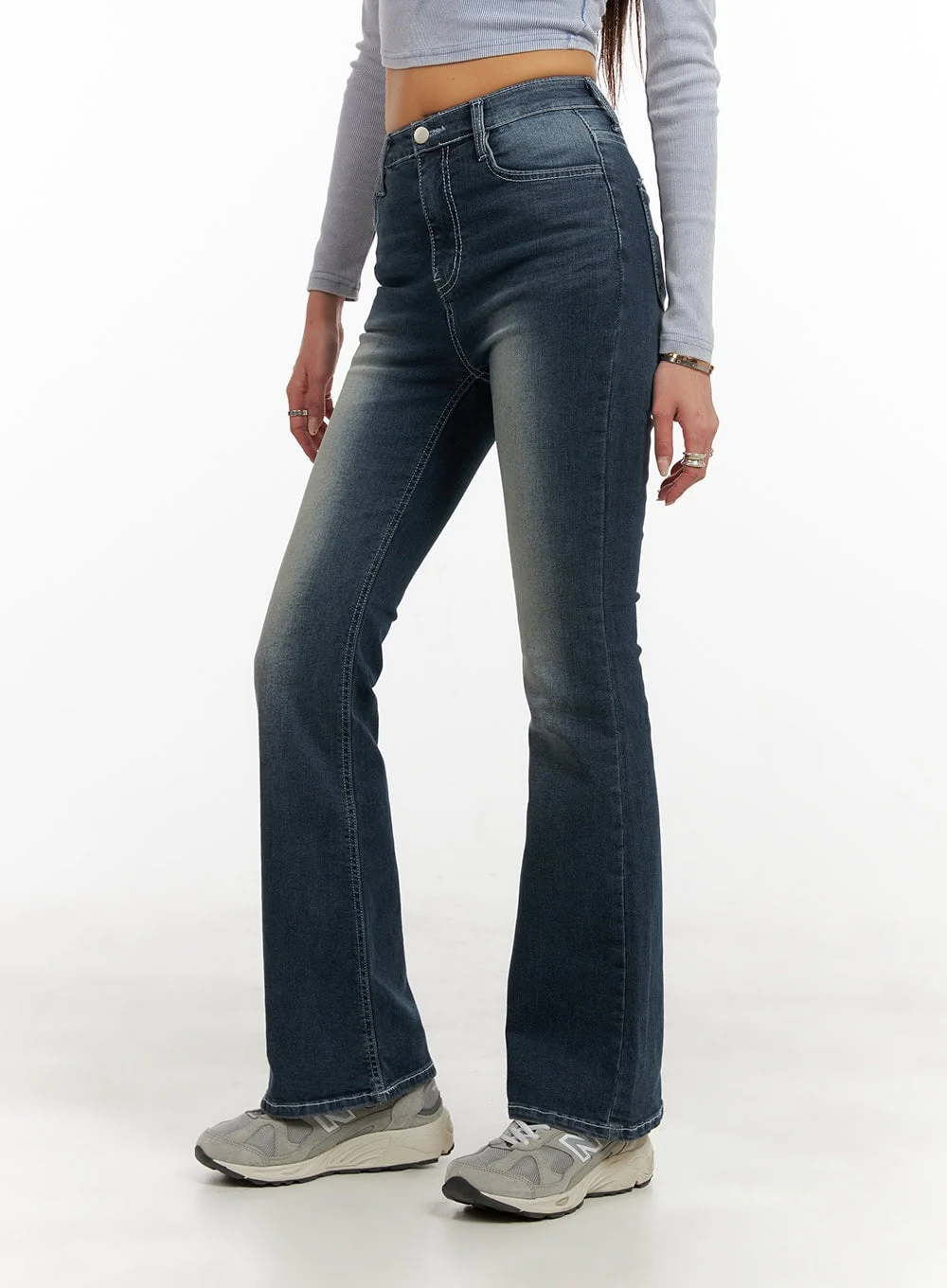 Washed Denim Slim Fit Bootcut Jeans CY402 - Image 2