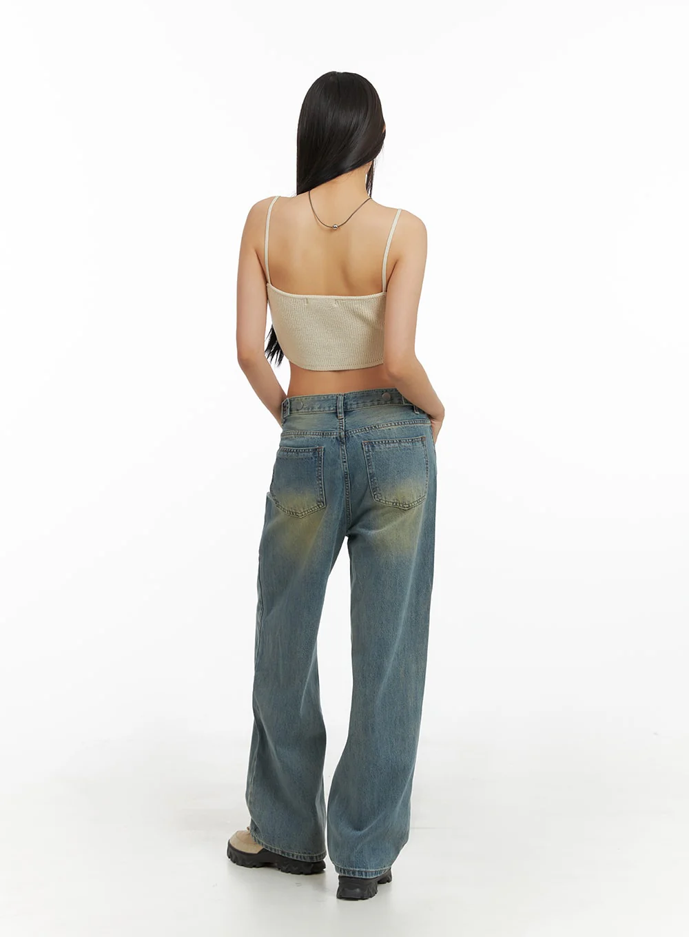 Washed Denim Wide Leg Jeans IA417 - Image 8