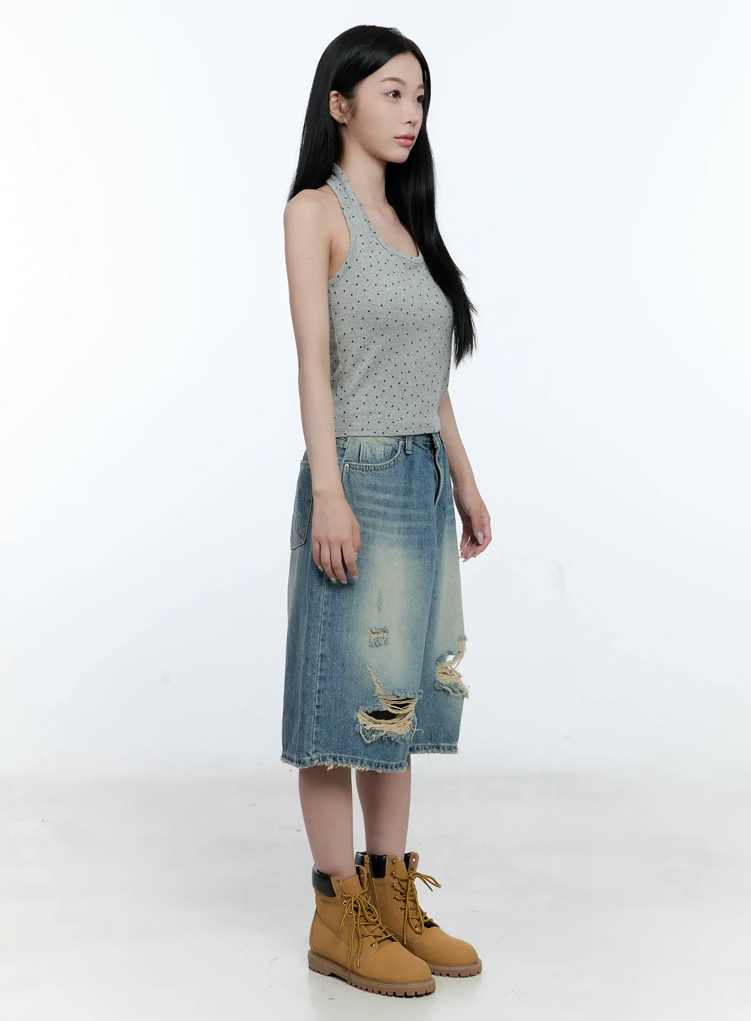 Washed Distressed Jorts CG501 - Image 3