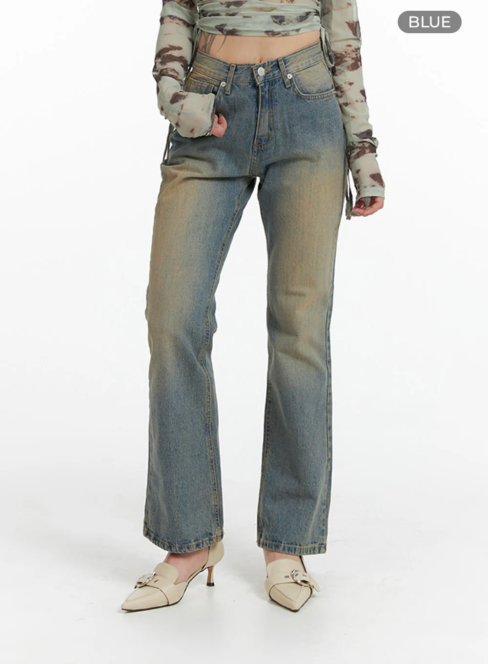 Washed Flared Jeans IF426 - Image 8
