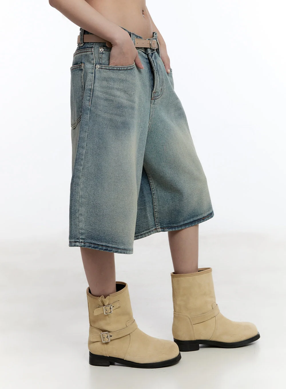 Washed Midi Baggy Jorts CY530 - Image 6
