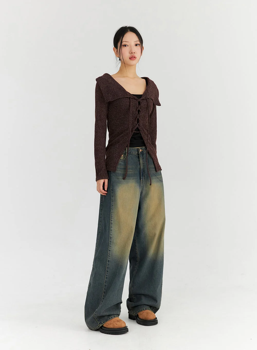 Washed Wide Leg Jeans CN315 - Image 6