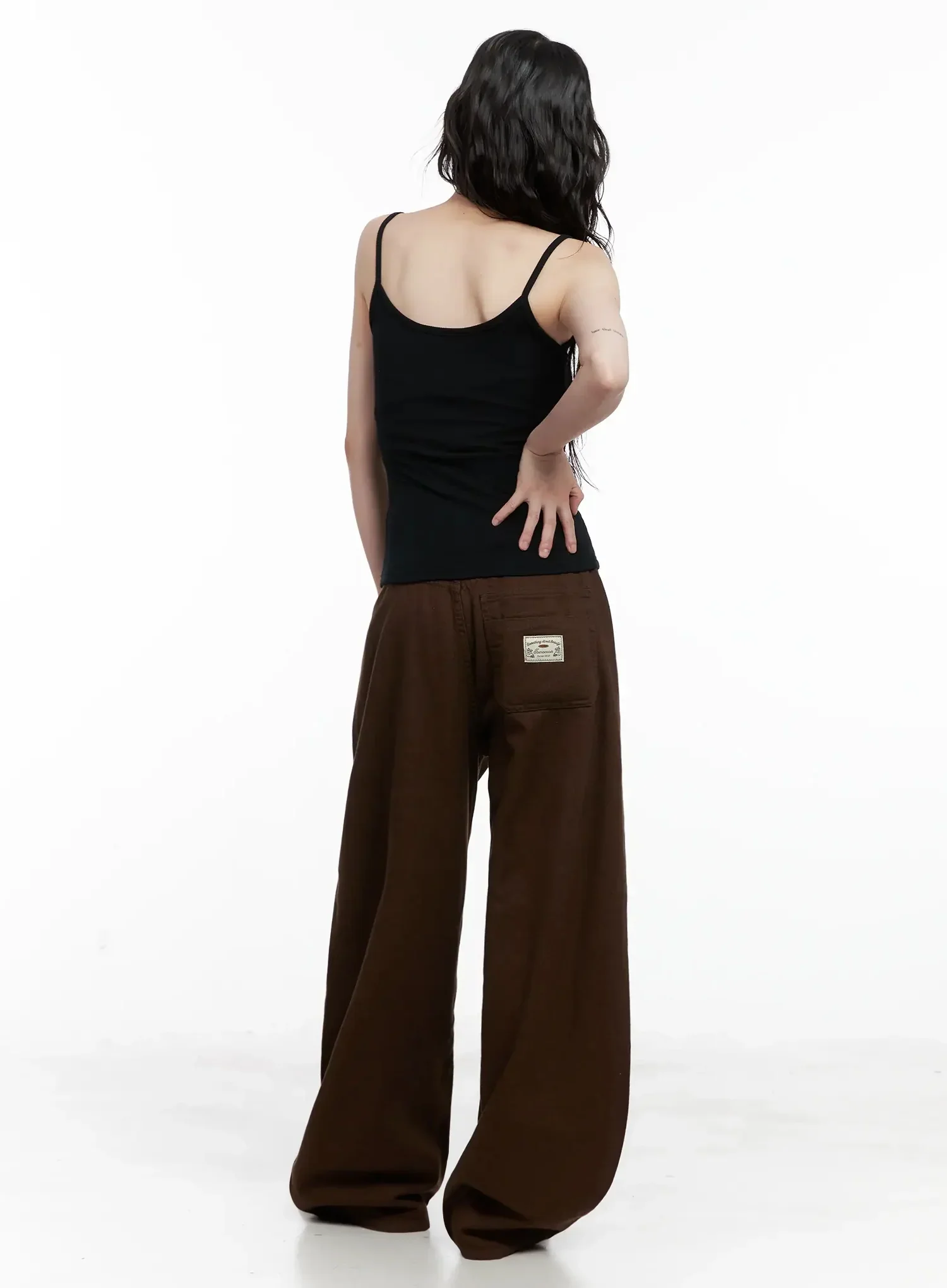 Wide-Leg Brown Cotton Pants IL531 - Image 13