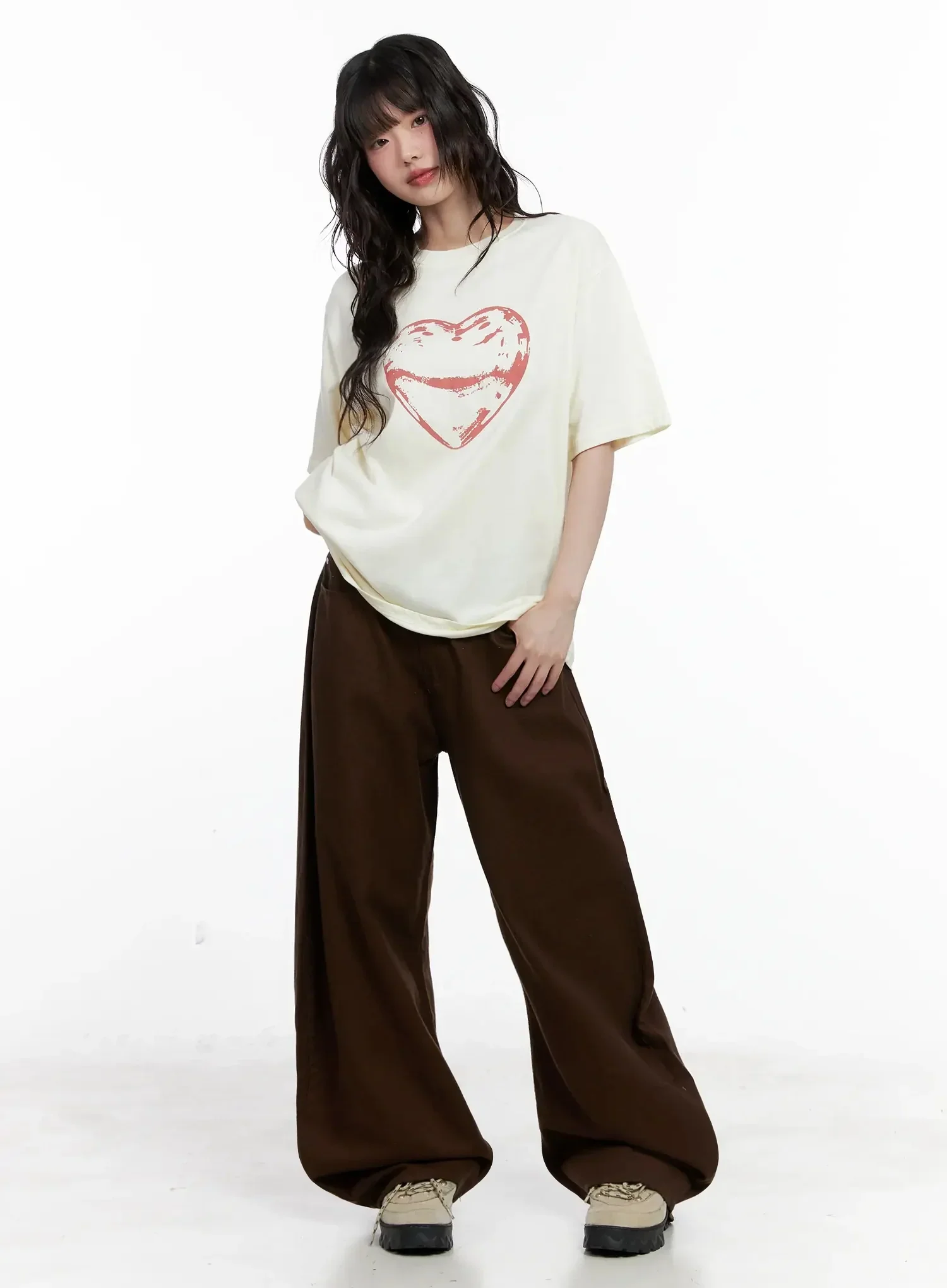 Wide-Leg Brown Cotton Pants IL531 - Image 17