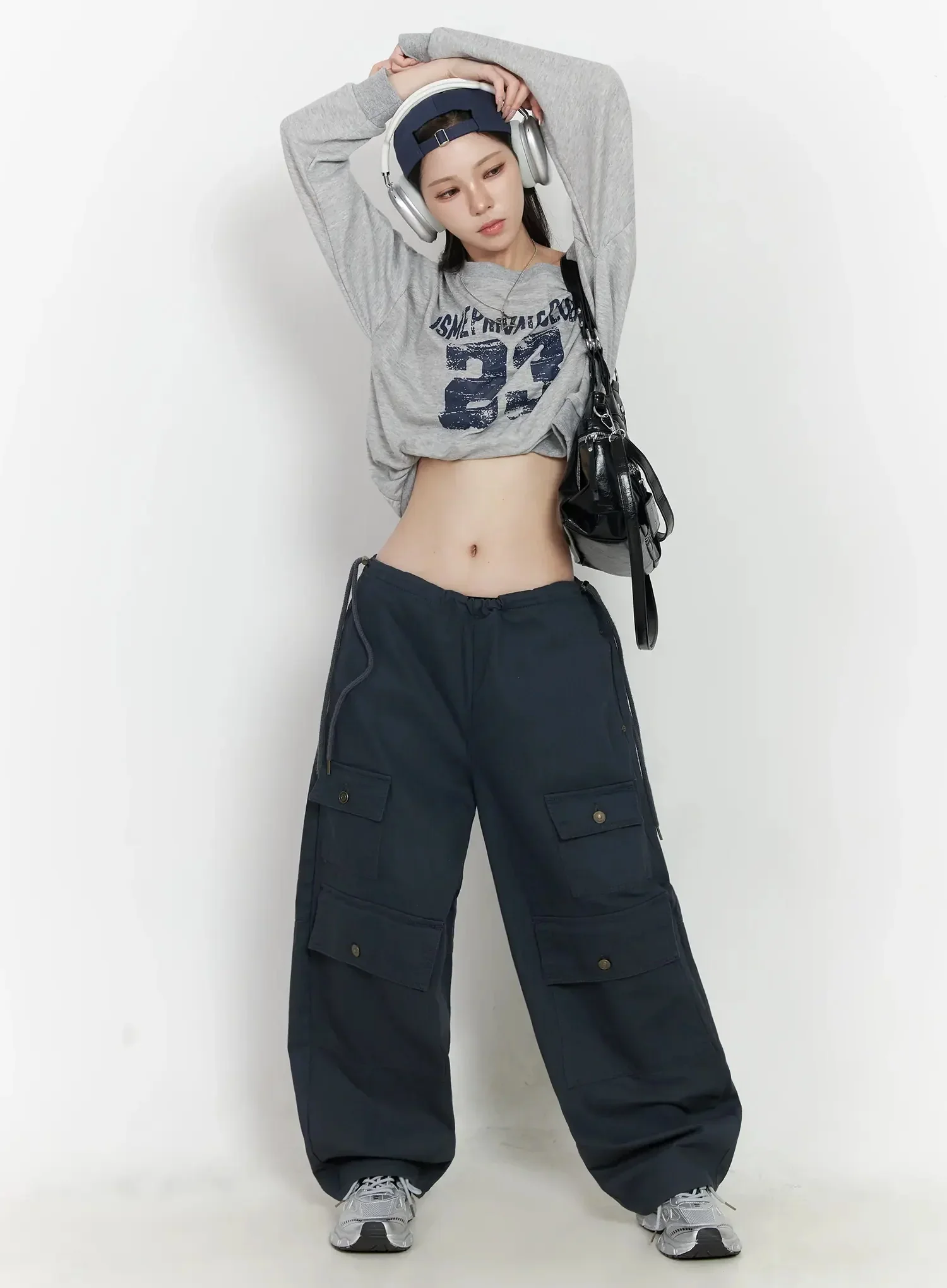 Wide Leg Cargo Pants IJ528 - Image 2