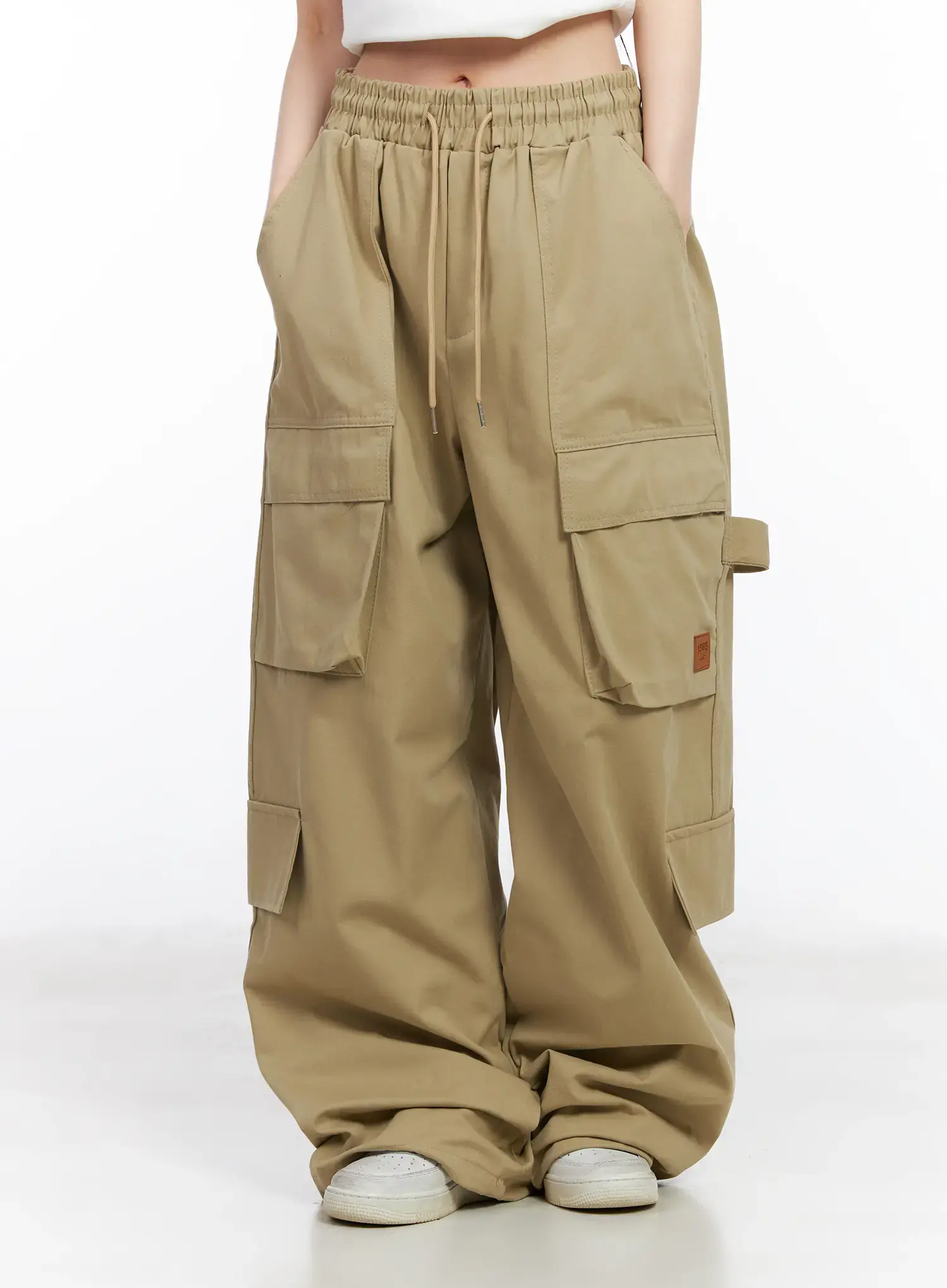 Wide Leg Cargo Pants with Elastic Waist CF519 - Image 9