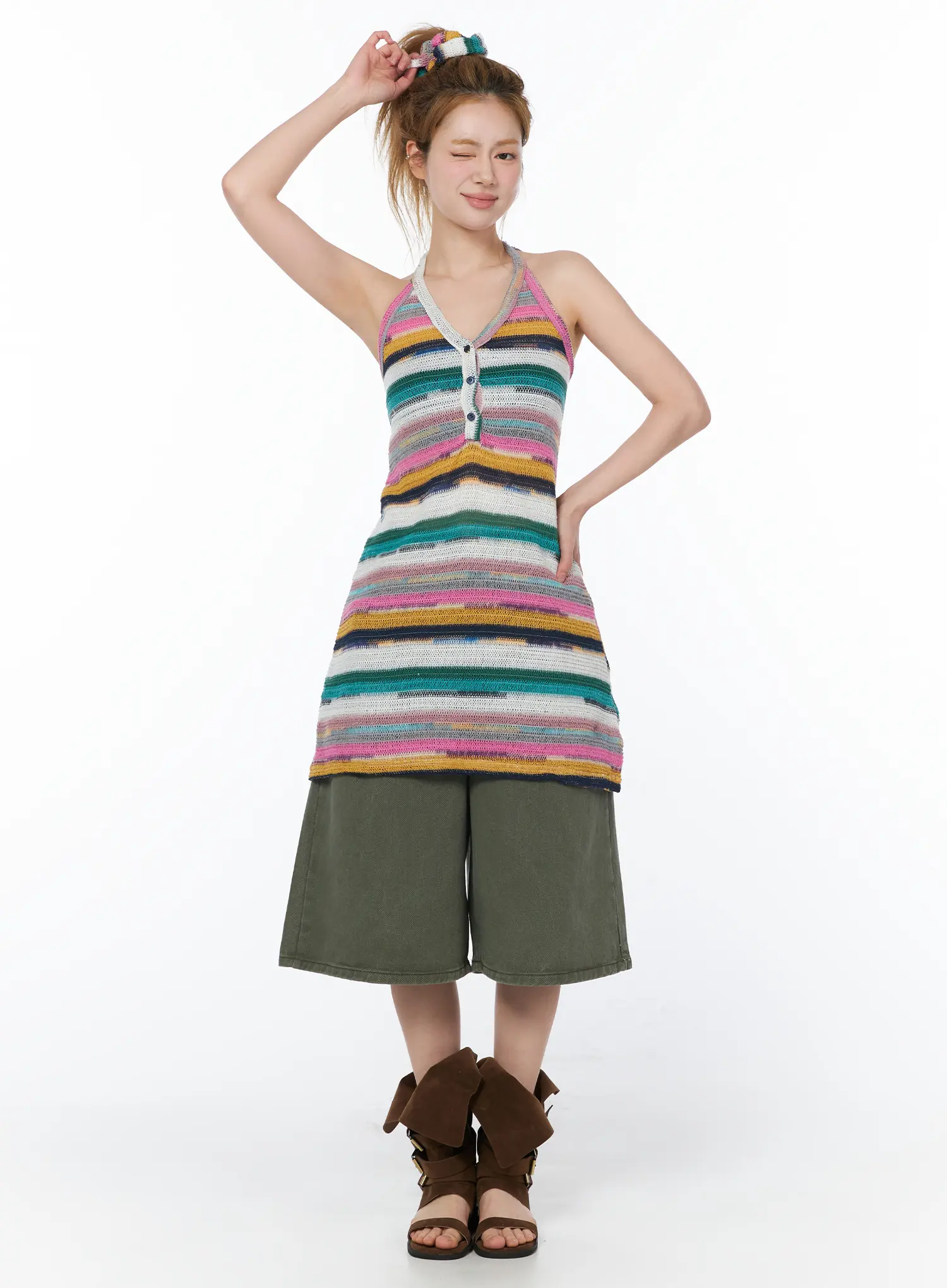 Wide Leg Cotton Bermuda Shorts CY506 - Image 5
