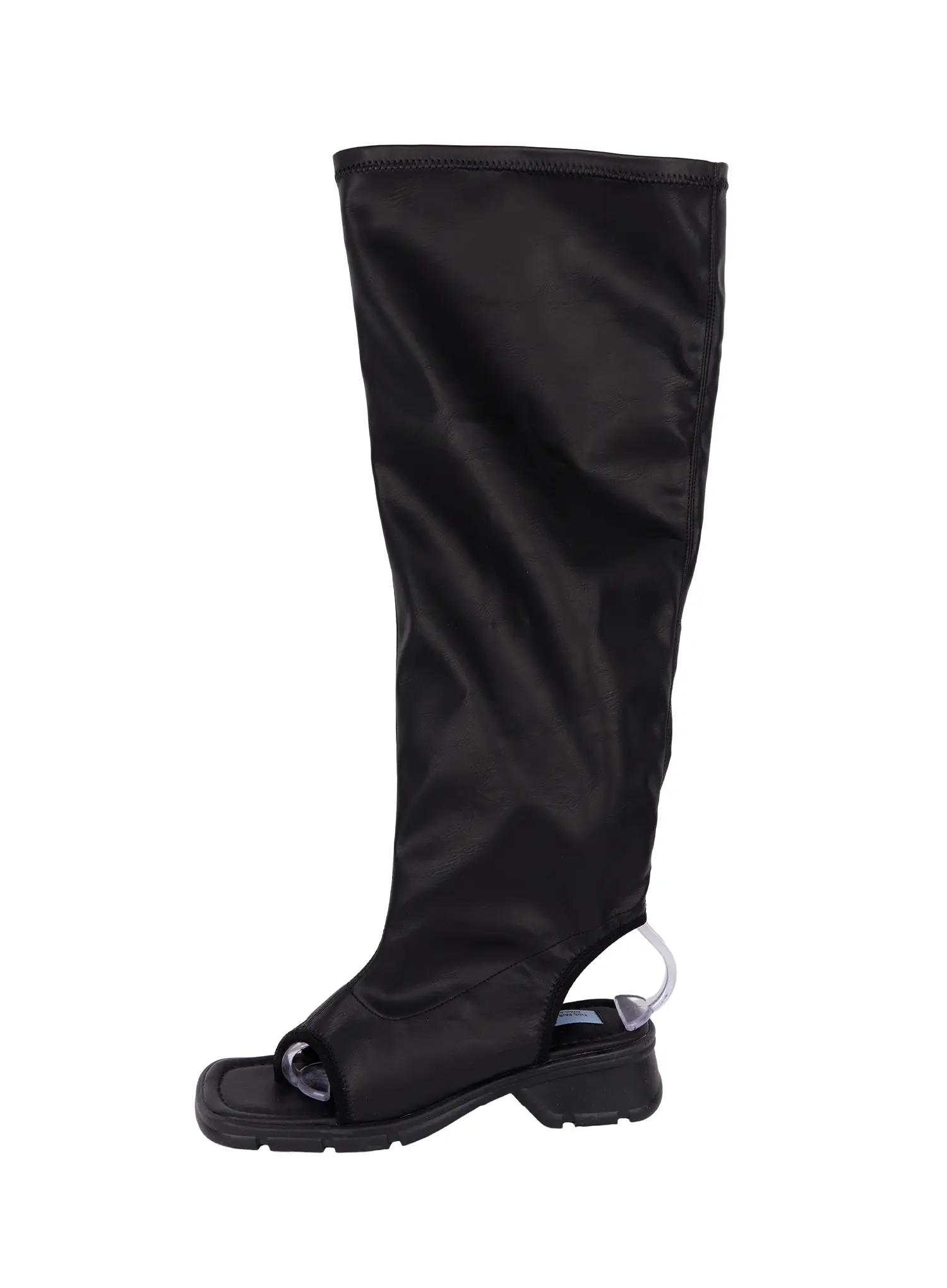 Wrinkled Leather Peep Toe Long Boots CA508 - Image 6