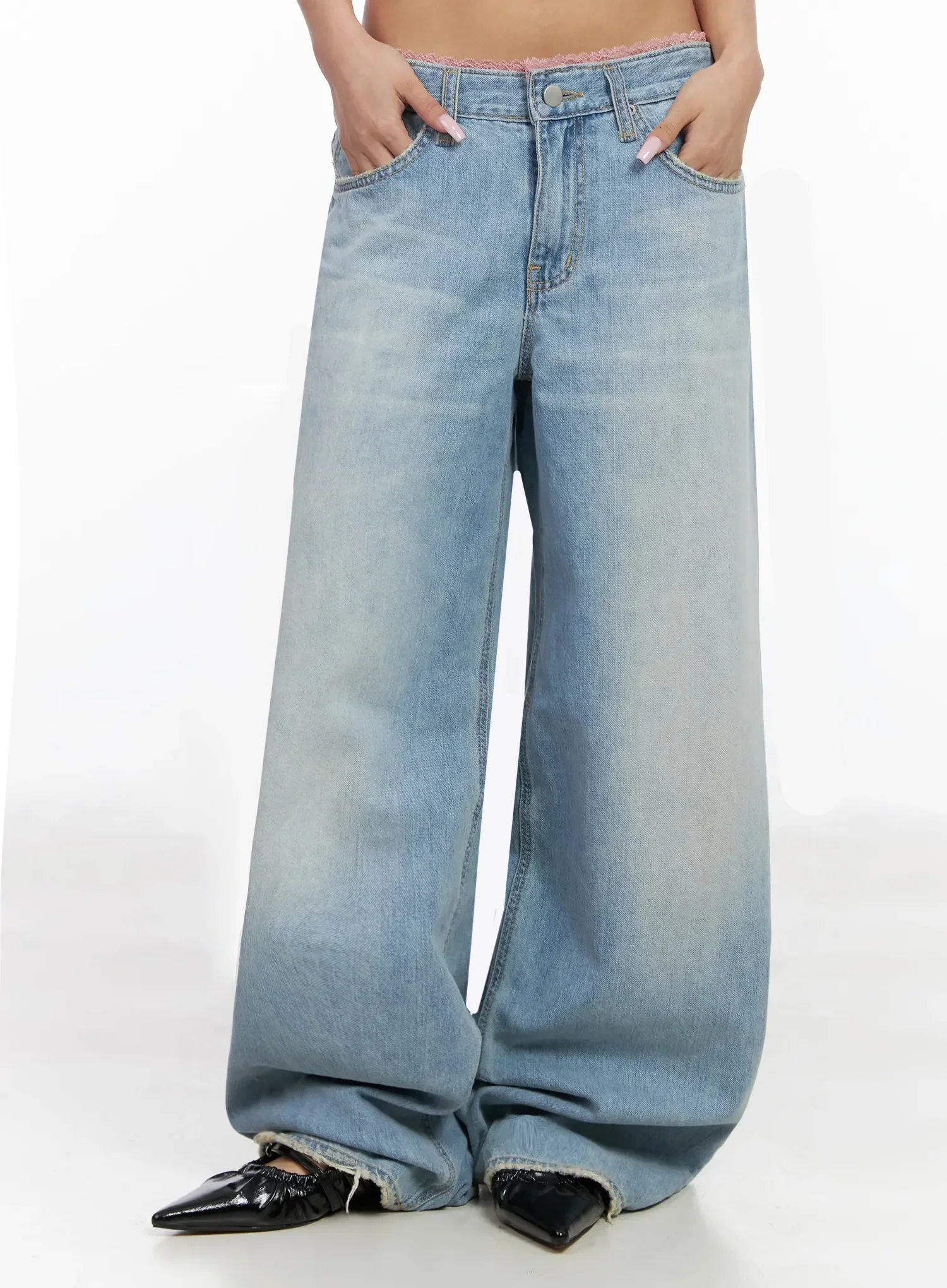 Yoko Lace Layered Wide Leg Jeans IY504 - Image 13