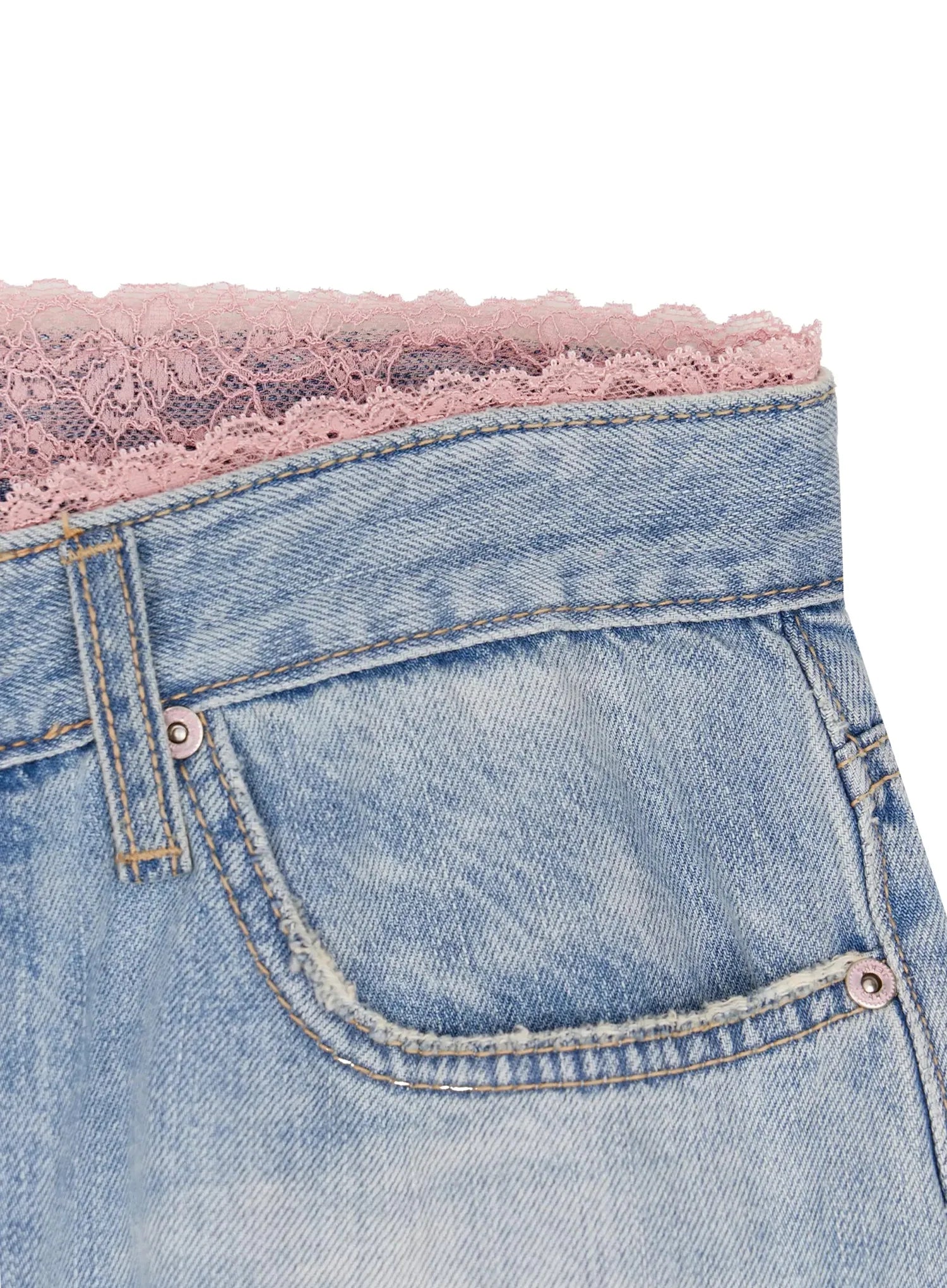 Yoko Lace Layered Wide Leg Jeans IY504 - Image 17