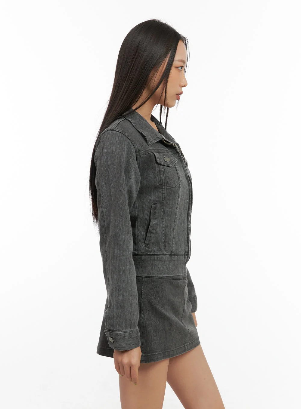 Zip Pocket Washed Slim-Fit Jacket CO424 - Image 5