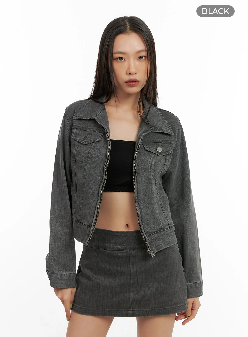 Zip Pocket Washed Slim-Fit Jacket CO424 - Image 9