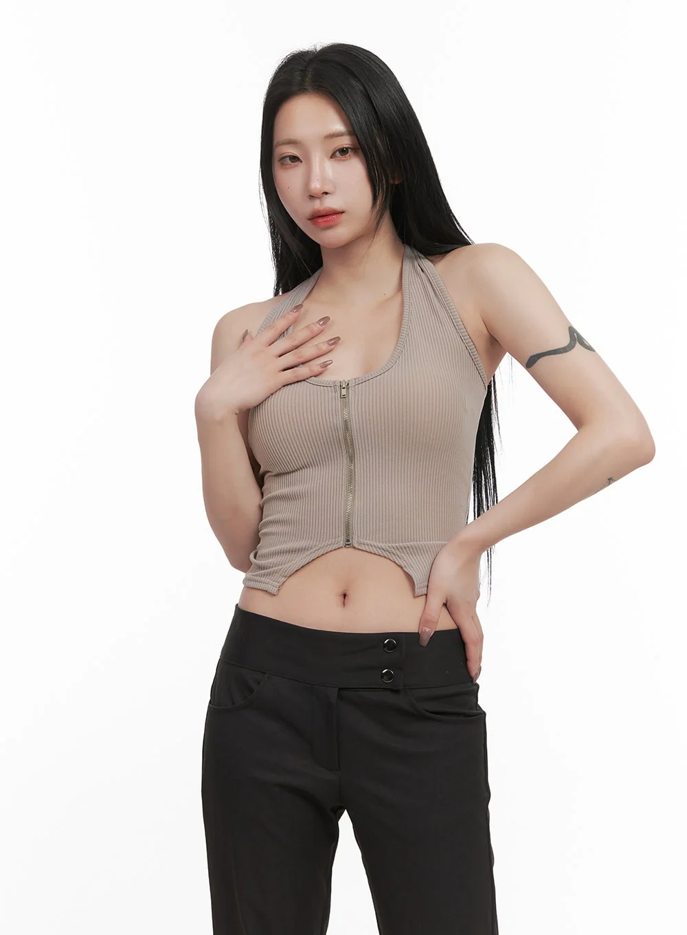 Zip-Up Halter-Neck Crop Top CJ516 - Image 9