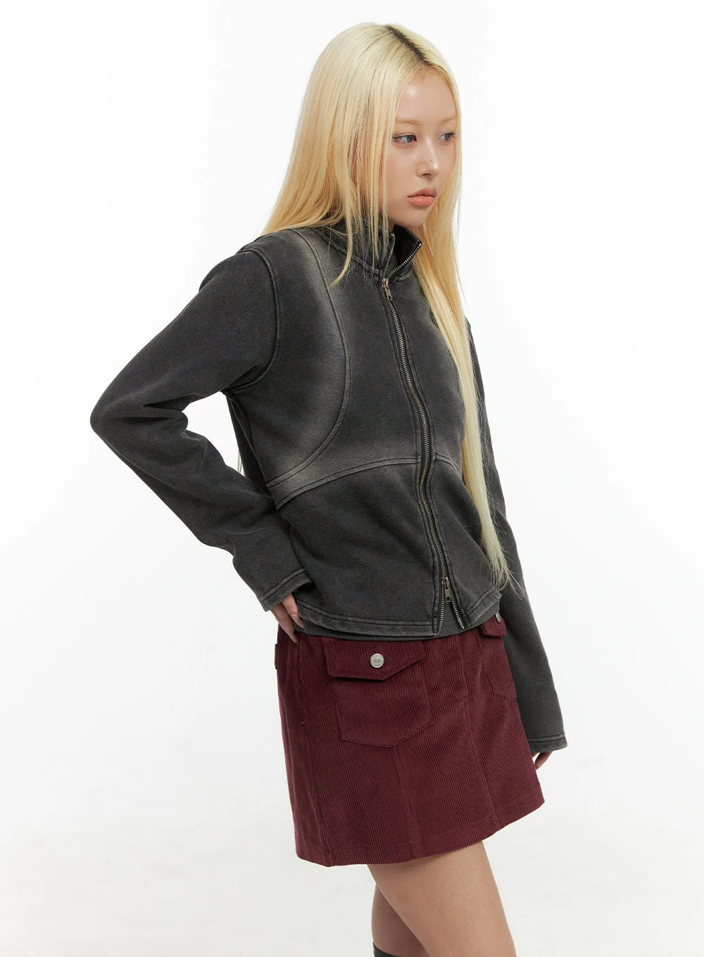 Zip Up Washed Pigment Two-Way Top CO415