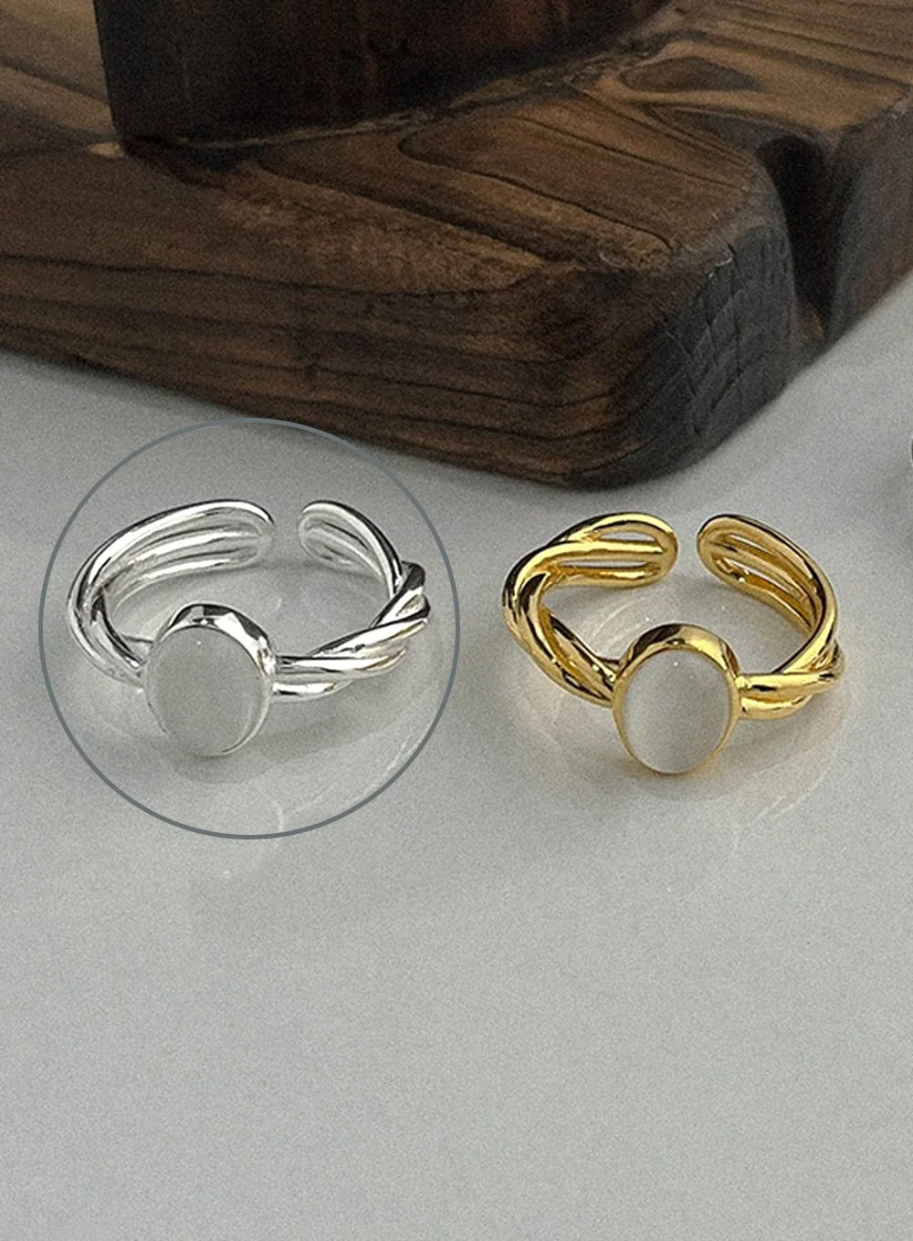 Zola Oval Line Ring (White) IA524 - Image 5