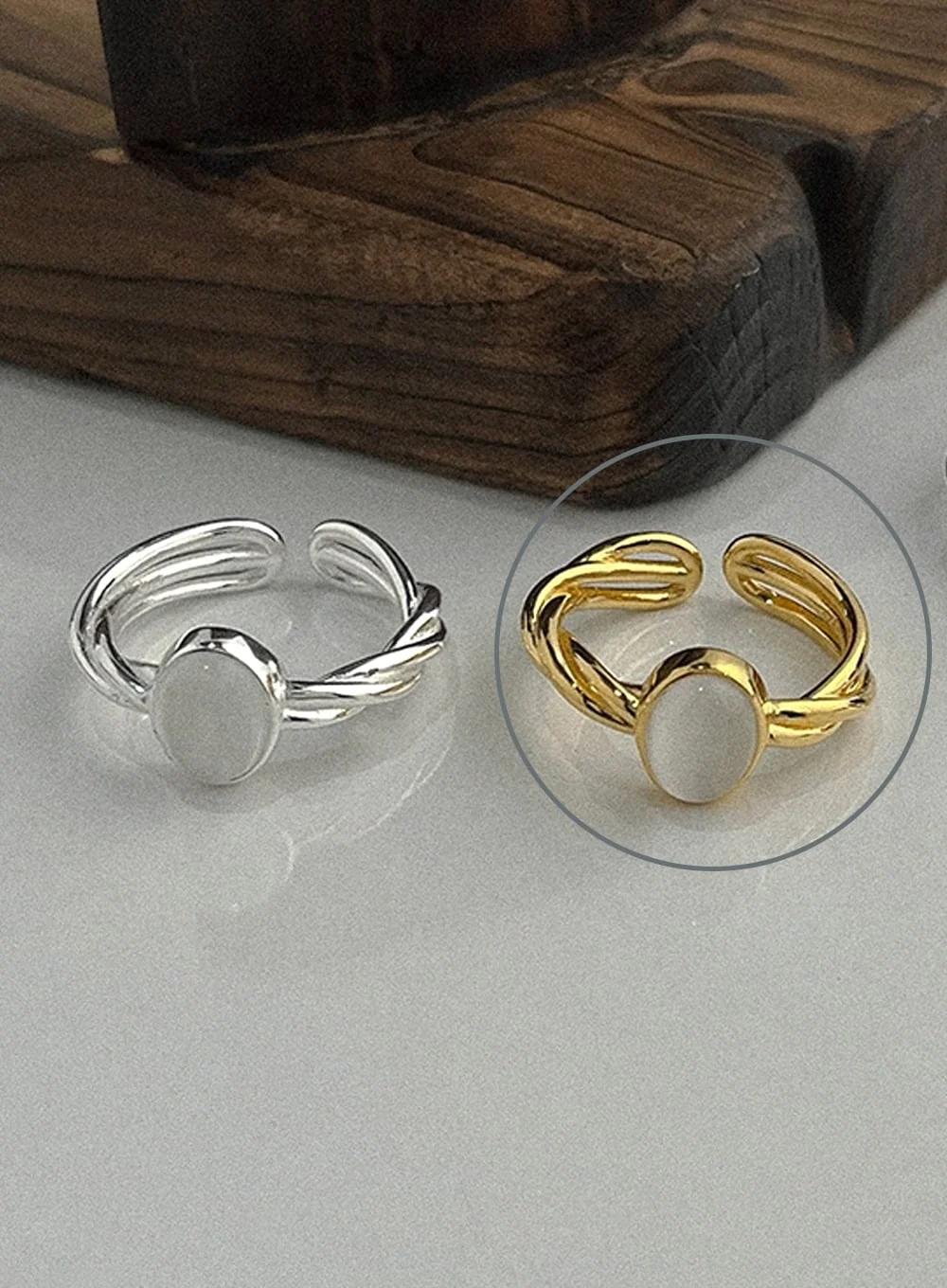 Zola Oval Line Ring (White) IA524 - Image 6
